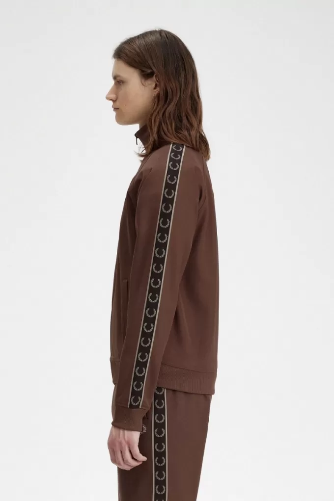 Contrast Tape Herren-Trainingsjacken, dunkelrot, warmes Grau