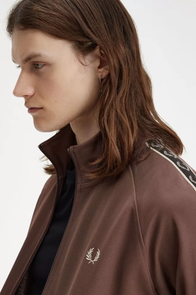 Contrast Tape Herren-Trainingsjacken, dunkelrot, warmes Grau