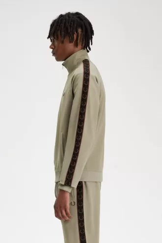 Contrast Tape Herren-Trainingsjacken, warmes Grau und Dunkelrot