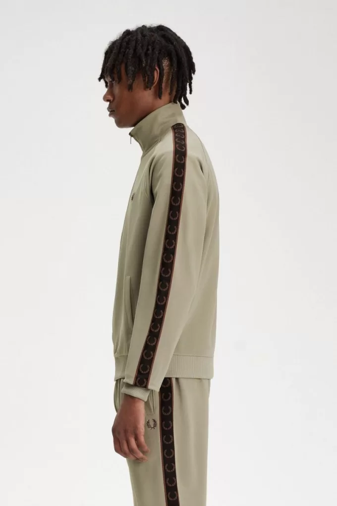 Contrast Tape Herren-Trainingsjacken, warmes Grau und Dunkelrot