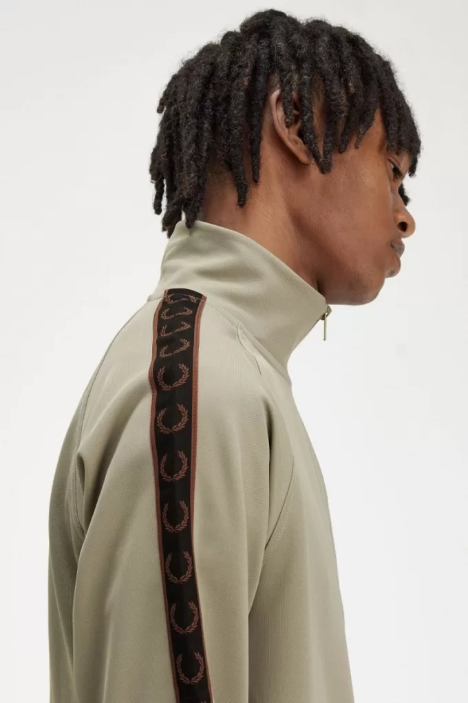 Contrast Tape Herren-Trainingsjacken, warmes Grau und Dunkelrot