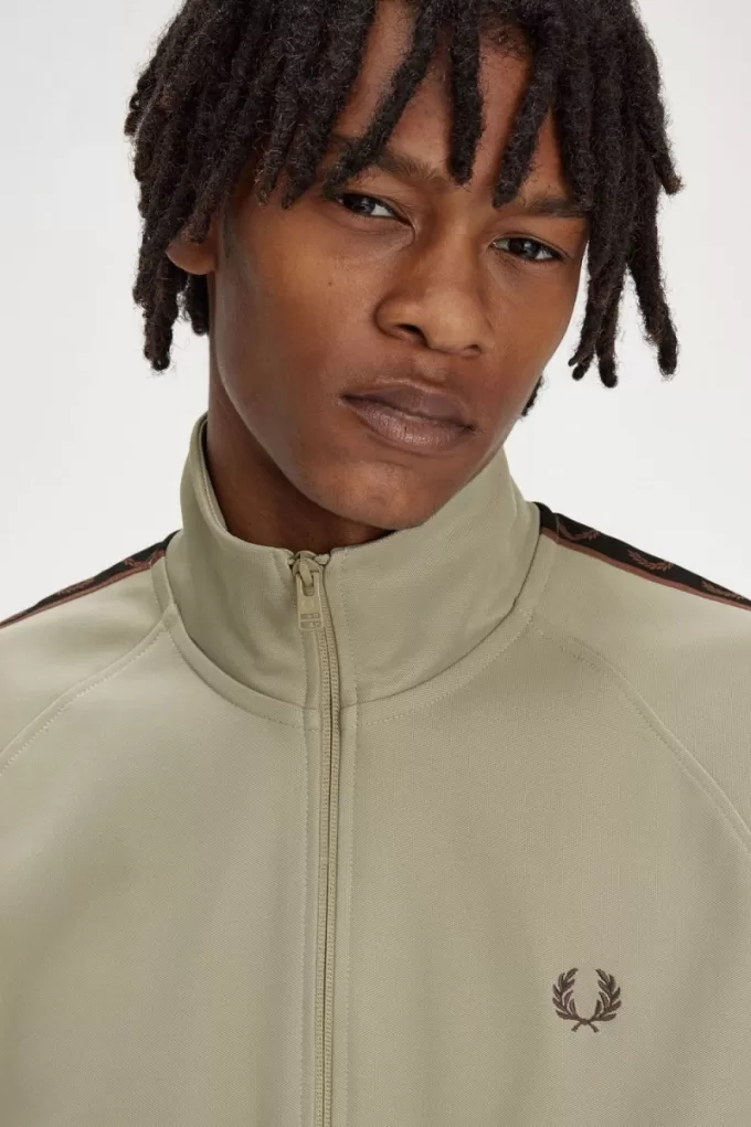 Contrast Tape Herren-Trainingsjacken, warmes Grau und Dunkelrot