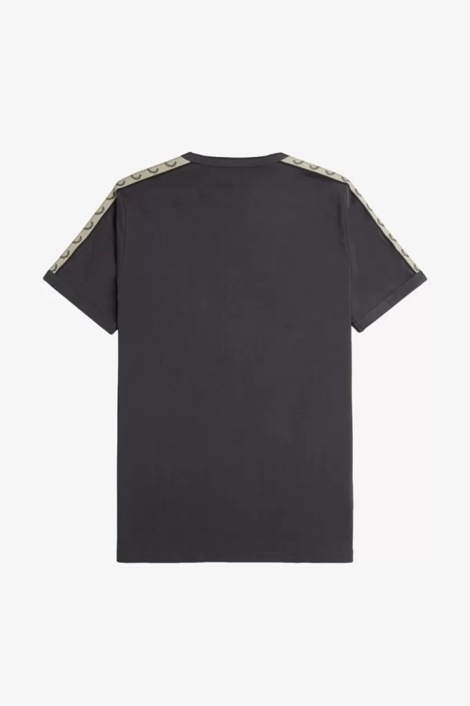 Contrast Tape Ringer Herren T-Shirt Anker Grau Schwarz