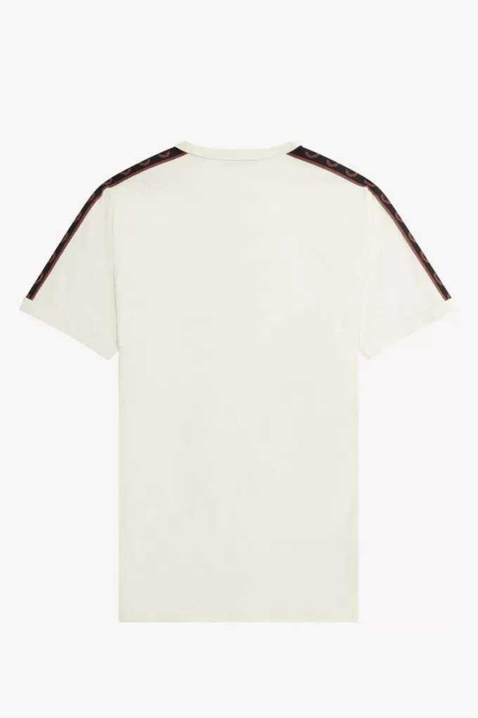 Contrast Tape Ringer Herren T-Shirt Beige Whisky Braun