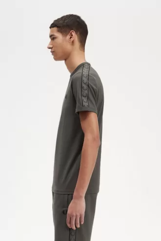 Contrast Tape Ringer Herren T-Shirt Feldgrün Feldgrün