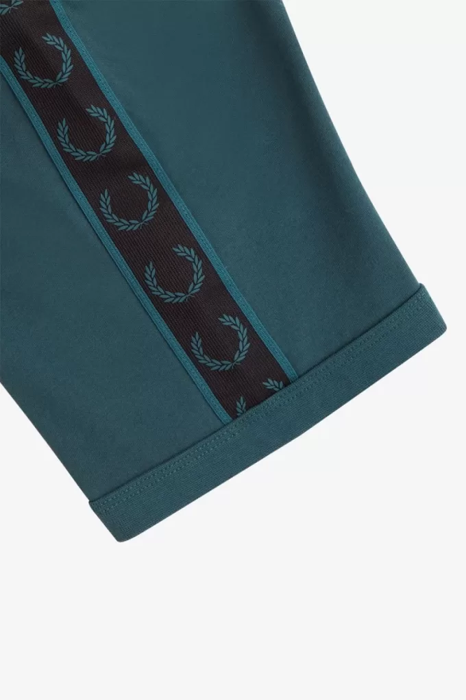 Contrast Tape Ringer Herren T-Shirt Petrolblau Schwarz