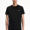 Contrast Tape Ringer Herren T-Shirt Schwarz Grün