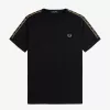 Contrast Tape Ringer Herren T-Shirt Schwarz Grün