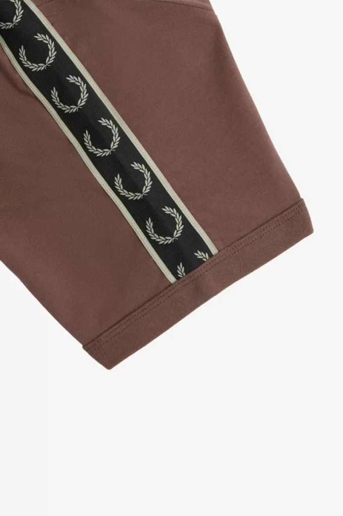 Contrast Tape Ringer Herren-T-Shirt, dunkelrot, warmes Grau