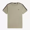 Contrast Tape Ringer Herren-T-Shirt, warmes Grau und Dunkelrot