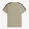 Contrast Tape Ringer Herren-T-Shirt, warmes Grau und Dunkelrot