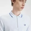 Crepe Pique Herren-Poloshirt mit Reißverschluss, Hellblau