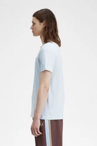 Crew Neck Herren T-Shirt Light Aqua Midnight Blue