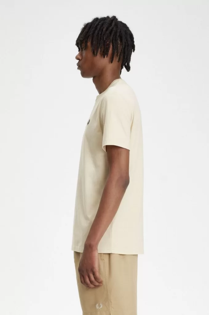 Crew Neck Herren T-Shirt Oatmeal Black Crew Neck Herren T-Shirt Oatmeal Black