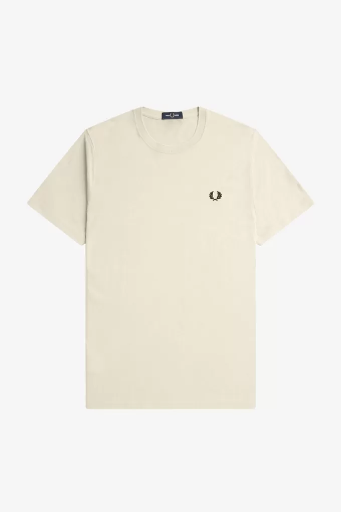 Crew Neck Herren T-Shirt Oatmeal Black Crew Neck Herren T-Shirt Oatmeal Black