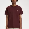 Crew Neck Herren T-Shirt Oxblood Beige