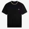 Crew Neck Piqué Herren T-Shirt Schwarz Crew Neck Piqué Herren T-Shirt Schwarz