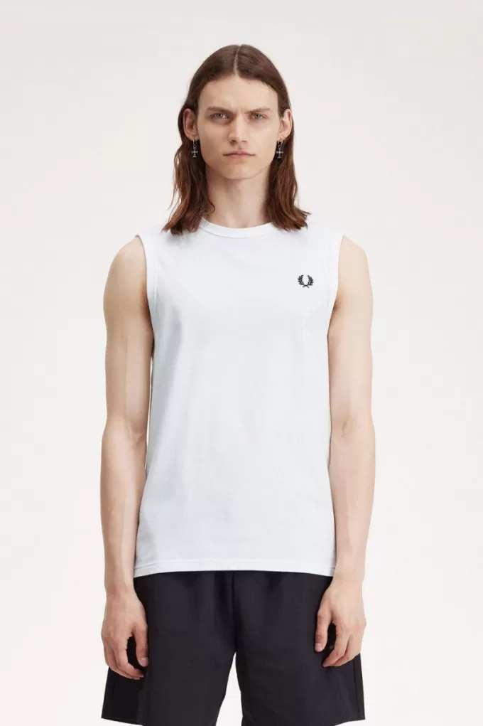 Crew Neck Vest Herren T-Shirt Weiß