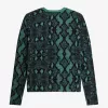 Damen-Cardigan mit Schlangenmuster Deep Mint