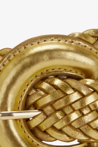 Damengürtel aus gewebtem Leder Gold