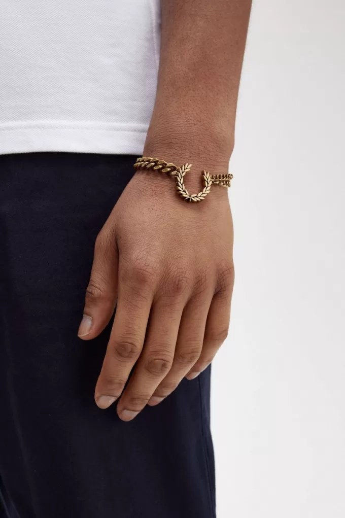 Doppelkette Lorbeerkranz-Armband Damenschmuck Gold