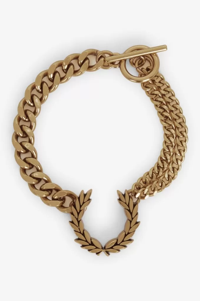 Doppelkette Lorbeerkranz-Armband Damenschmuck Gold