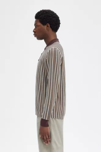 Fine Stripe Gestricktes Herrenhemd Dunkelrot