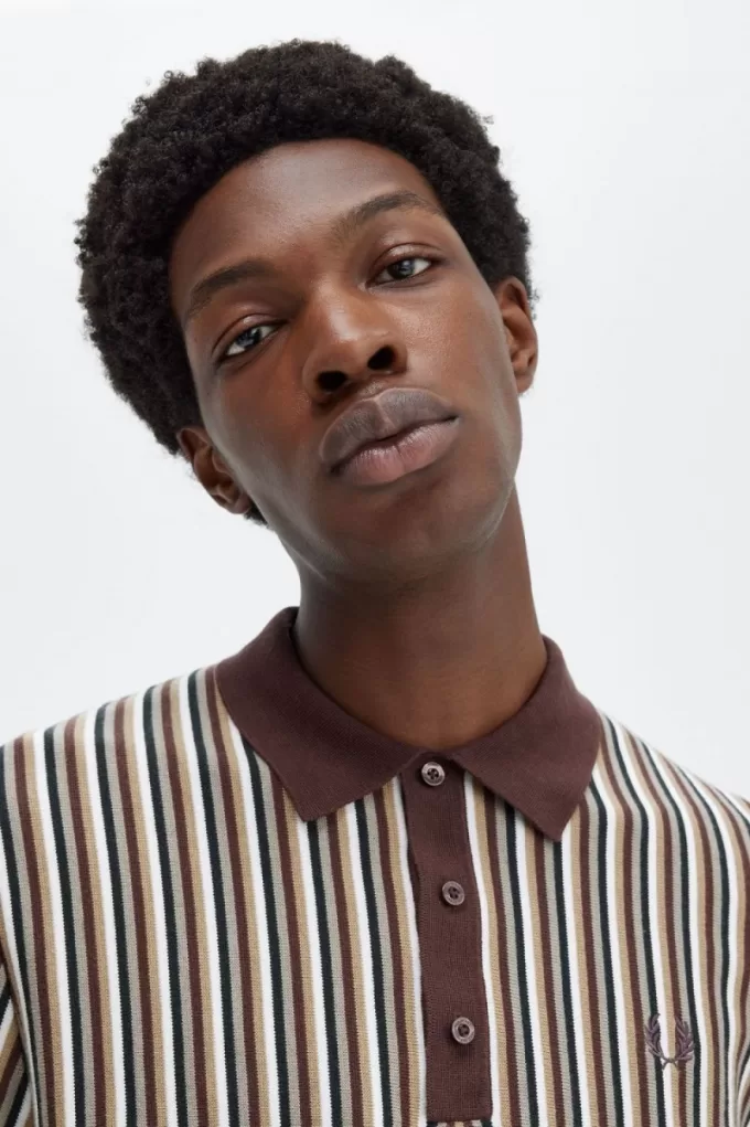 Fine Stripe Gestricktes Herrenhemd Dunkelrot Fine Stripe Gestricktes Herrenhemd Dunkelrot