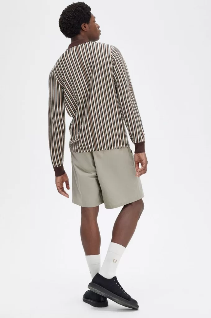 Fine Stripe Gestricktes Herrenhemd Dunkelrot Fine Stripe Gestricktes Herrenhemd Dunkelrot