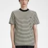 Fine Stripe Heavyweight Herren T-Shirt Oatmeal Black