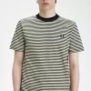 Fine Stripe Heavyweight Herren T-Shirt Oatmeal Black