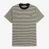 Fine Stripe Heavyweight Herren T-Shirt Oatmeal Black