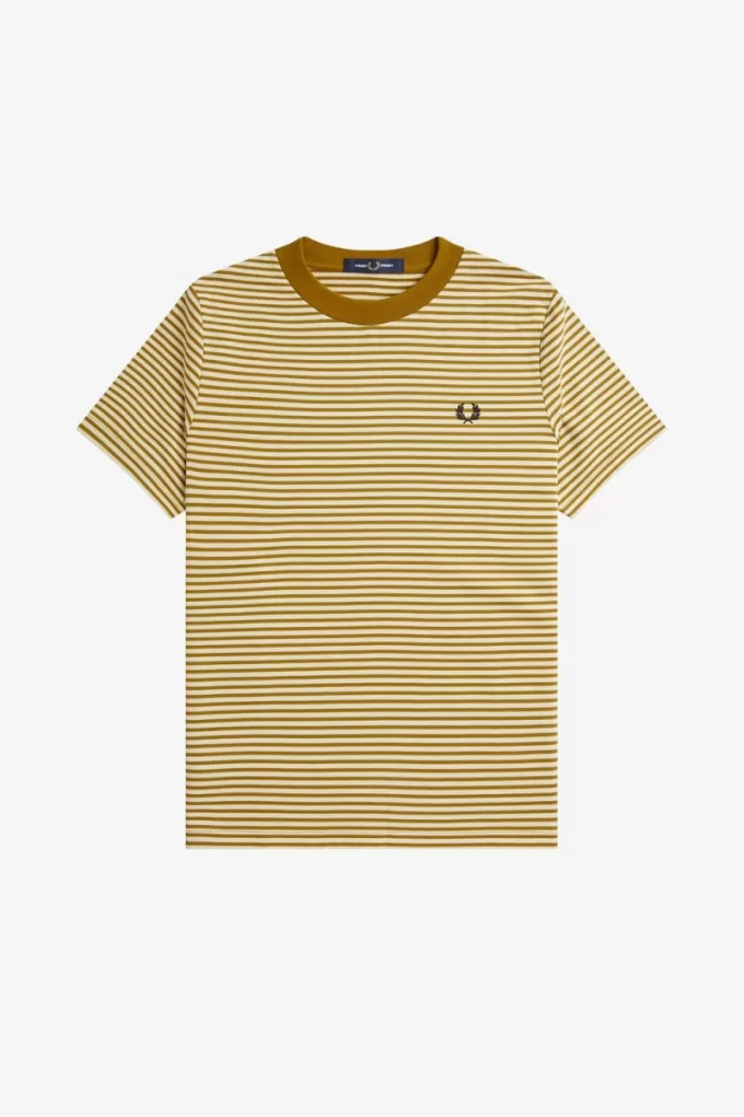 Fine Stripe Heavyweight Herren T-Shirt Oatmeal Dark Coffee Fine Stripe Heavyweight Herren T-Shirt Oatmeal Dark Coffee