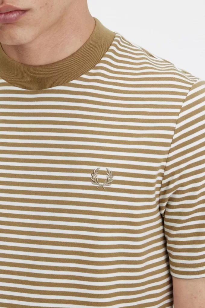 Fine Stripe Heavyweight Herren T-Shirt Schneeweiß Grün