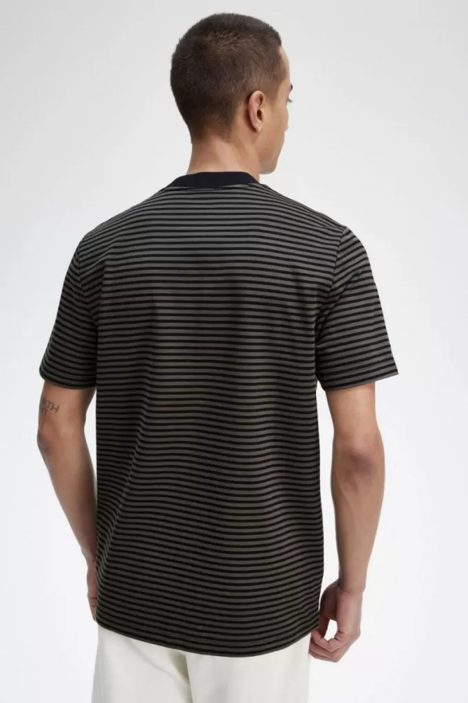 Fine Stripe Heavyweight Herren T-Shirt Schwarz Feldgrün Fine Stripe Heavyweight Herren T-Shirt Schwarz Feldgrün