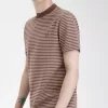 Fine Stripe Heavyweight Herren-T-Shirt, dunkelrot, warmes Grau