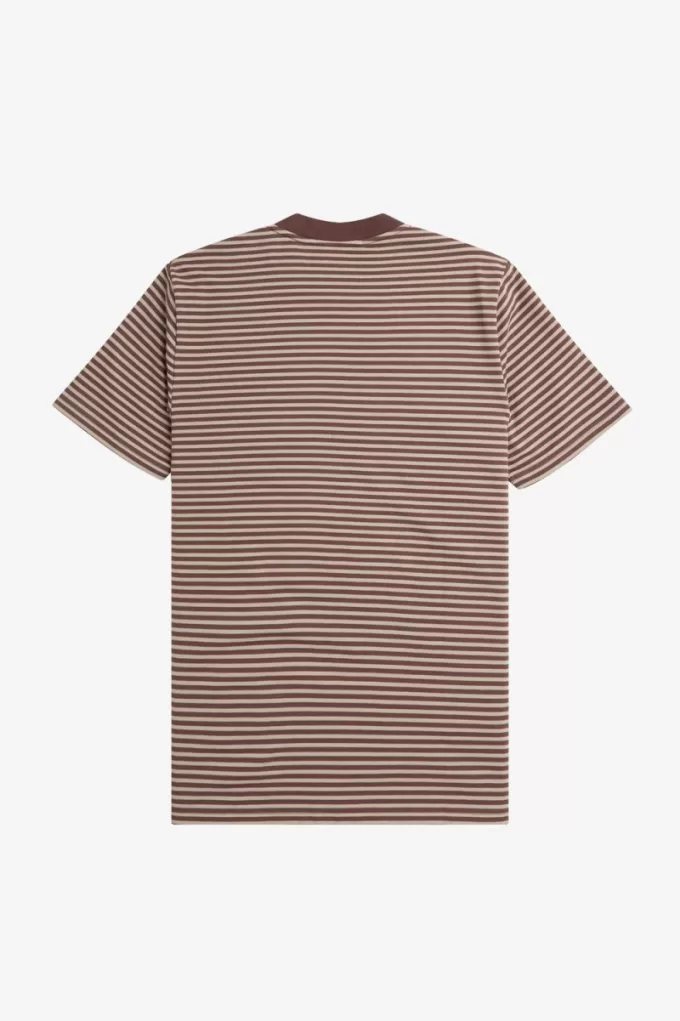 Fine Stripe Heavyweight Herren-T-Shirt, dunkelrot, warmes Grau