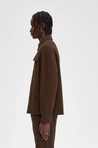 Fleece Herrenhemd Burnt Tobacco