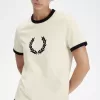 Flocked Laurel Wreath Damen T-Shirt Beige