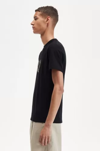 Flocked Laurel Wreath Herren T-Shirt Schwarz Warm Grau