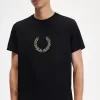Flocked Laurel Wreath Herren T-Shirt Schwarz Warm Grau
