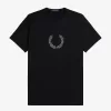 Flocked Laurel Wreath Herren T-Shirt Schwarz Warm Grau