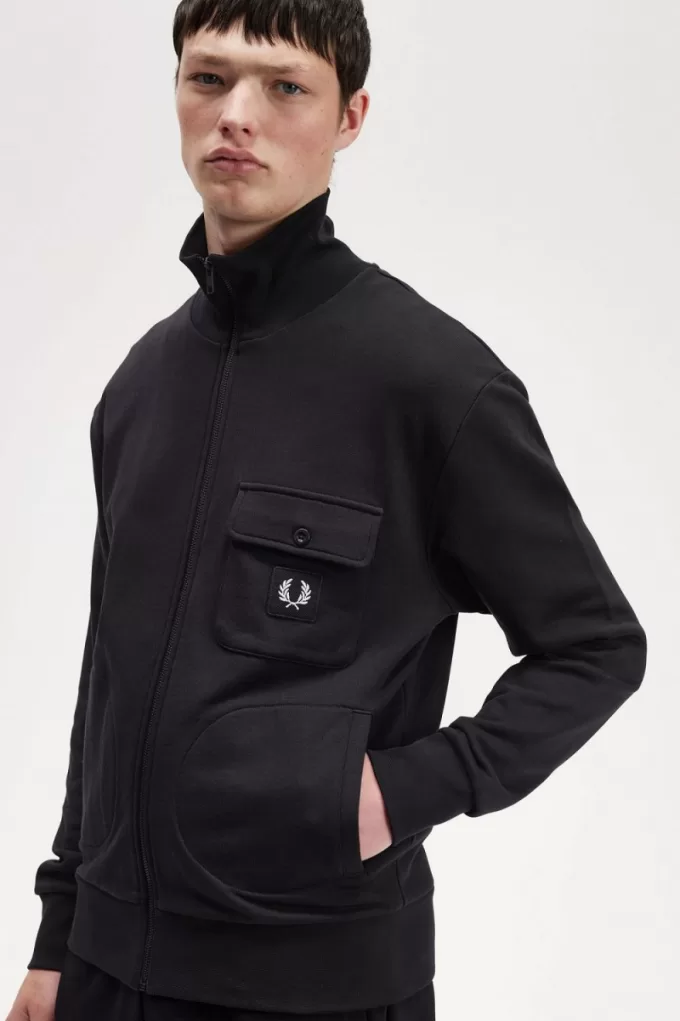 Funnel Neck Herren-Trainingsjacken Schwarz