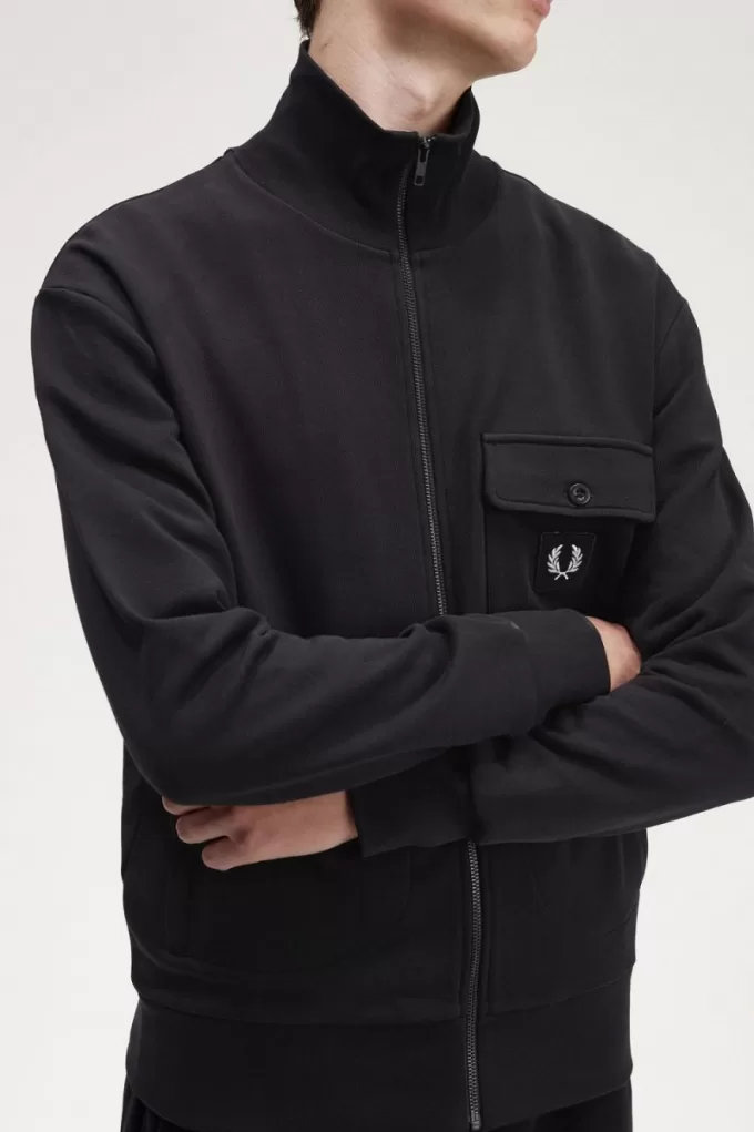 Funnel Neck Herren-Trainingsjacken Schwarz