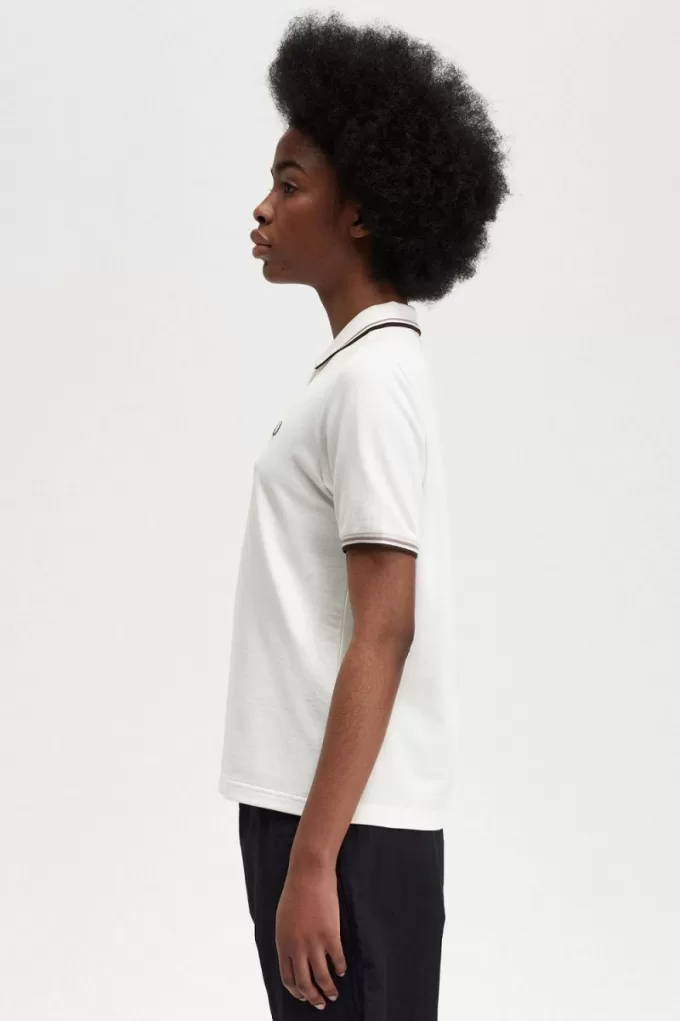 G3600 Damenhemd Snow White Dark Pink Burnt Tobacco