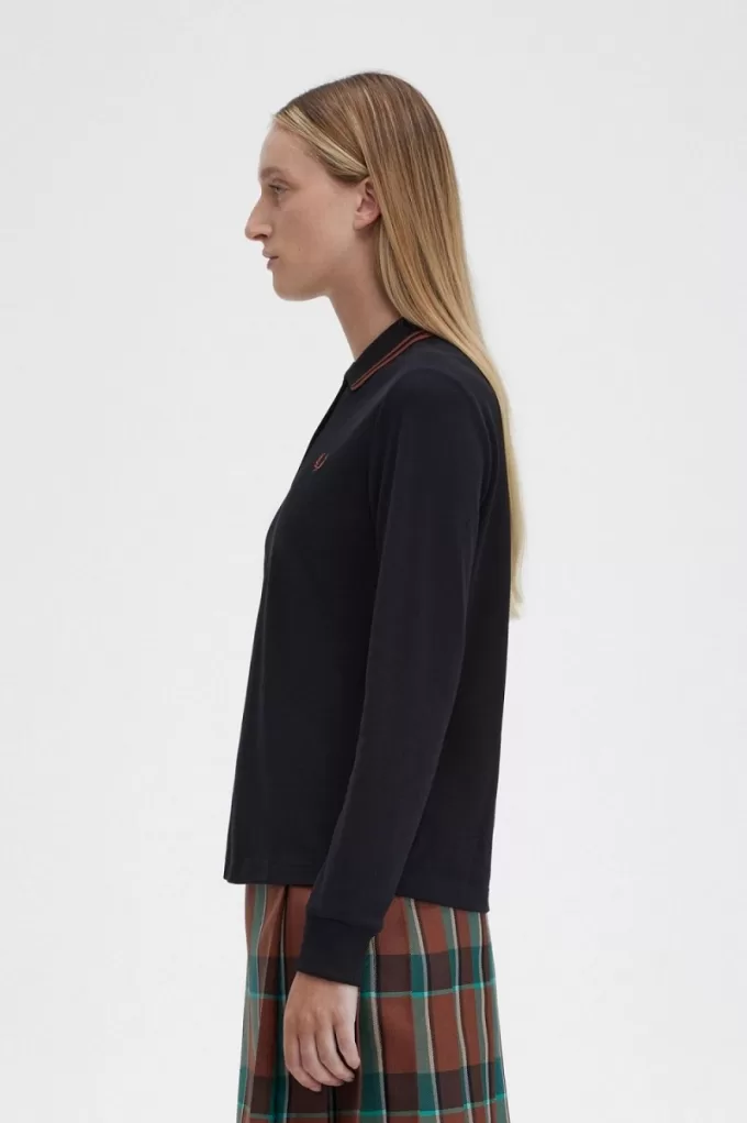 G3636 Damenhemd Schwarz Whiskey Braun