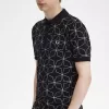 Geometrisches Herren-Poloshirt Schwarz