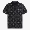 Geometrisches Herren-Poloshirt Schwarz