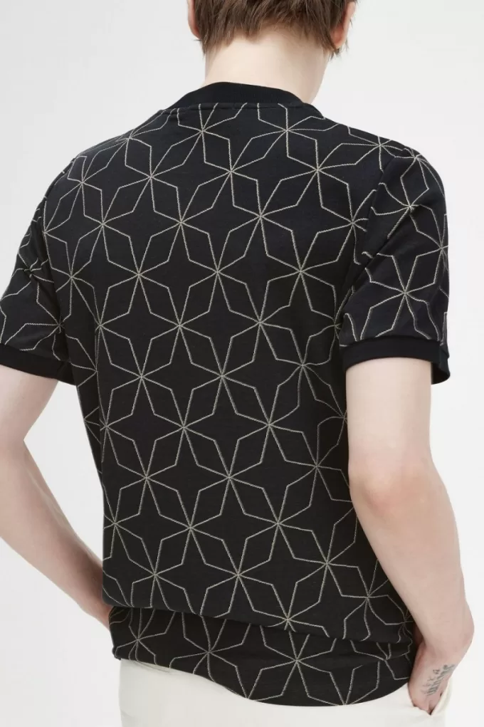 Geometrisches Herren-T-Shirt Schwarz