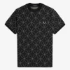 Geometrisches Herren-T-Shirt Schwarz